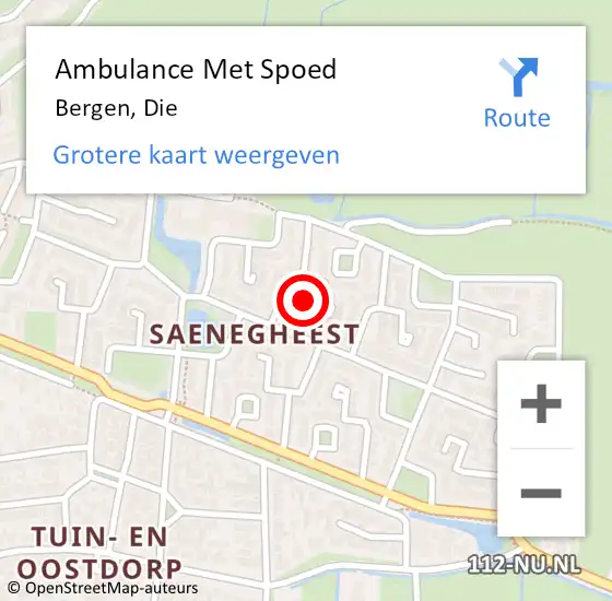 Locatie op kaart van de 112 melding: Ambulance Met Spoed Naar Bergen, Die op 14 augustus 2021 01:23