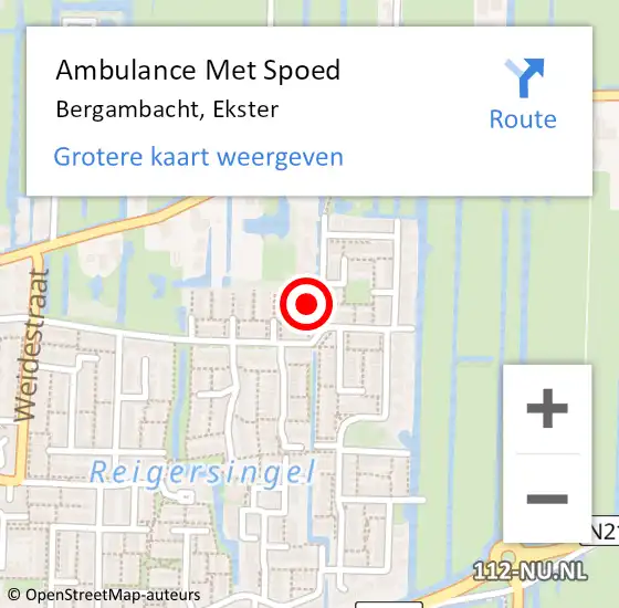 Locatie op kaart van de 112 melding: Ambulance Met Spoed Naar Bergambacht, Ekster op 14 augustus 2021 01:36