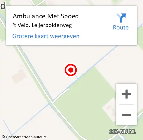 Locatie op kaart van de 112 melding: Ambulance Met Spoed Naar 't Veld, Leijerpolderweg op 14 augustus 2021 02:43