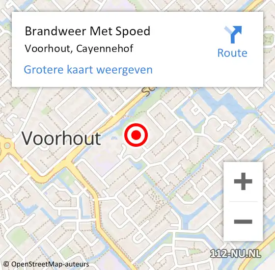 Locatie op kaart van de 112 melding: Brandweer Met Spoed Naar Voorhout, Cayennehof op 14 augustus 2021 03:23