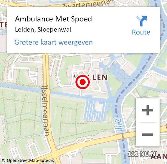 Locatie op kaart van de 112 melding: Ambulance Met Spoed Naar Leiden, Sloepenwal op 14 augustus 2021 03:36