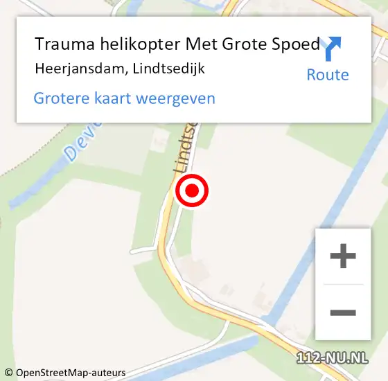 Locatie op kaart van de 112 melding: Trauma helikopter Met Grote Spoed Naar Heerjansdam, Lindtsedijk op 14 augustus 2021 03:40