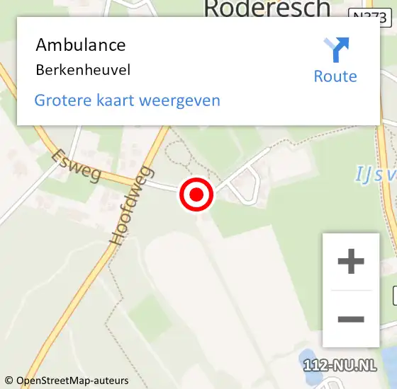 Locatie op kaart van de 112 melding: Ambulance Berkenheuvel op 19 juni 2014 16:33