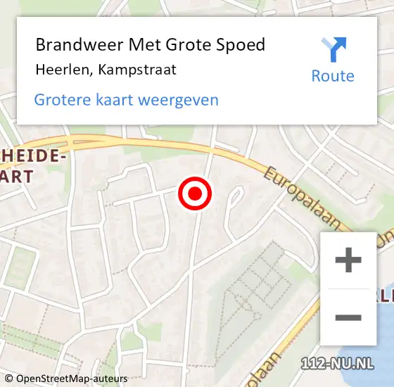 Locatie op kaart van de 112 melding: Brandweer Met Grote Spoed Naar Heerlen, Kampstraat op 14 augustus 2021 05:19