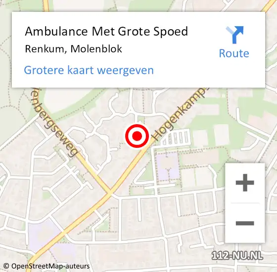 Locatie op kaart van de 112 melding: Ambulance Met Grote Spoed Naar Renkum, Molenblok op 14 augustus 2021 06:06