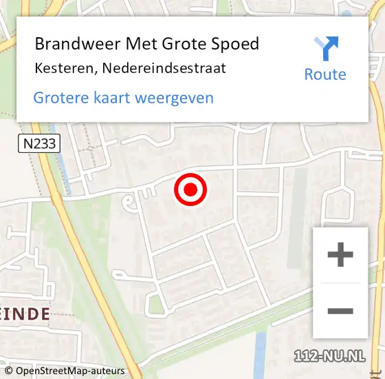 Locatie op kaart van de 112 melding: Brandweer Met Grote Spoed Naar Kesteren, Nedereindsestraat op 14 augustus 2021 06:12