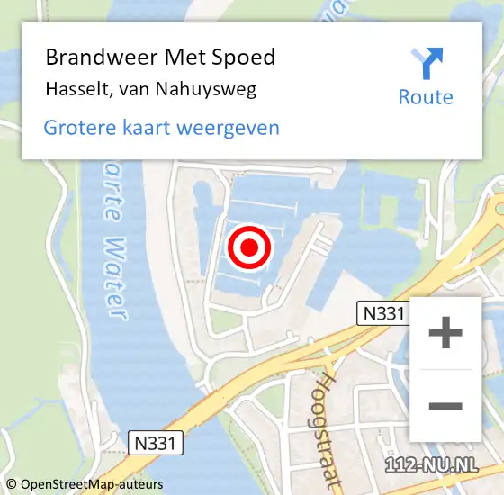 Locatie op kaart van de 112 melding: Brandweer Met Spoed Naar Hasselt, van Nahuysweg op 14 augustus 2021 07:01