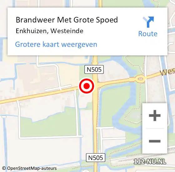 Locatie op kaart van de 112 melding: Brandweer Met Grote Spoed Naar Enkhuizen, Westeinde op 14 augustus 2021 07:56