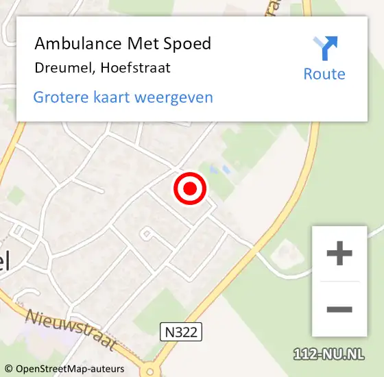 Locatie op kaart van de 112 melding: Ambulance Met Spoed Naar Dreumel, Hoefstraat op 14 augustus 2021 08:14