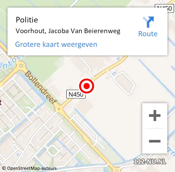 Locatie op kaart van de 112 melding: Politie Voorhout, Jacoba Van Beierenweg op 19 juni 2014 16:39