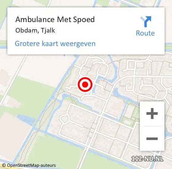 Locatie op kaart van de 112 melding: Ambulance Met Spoed Naar Obdam, Tjalk op 14 augustus 2021 08:21