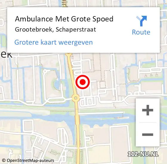 Locatie op kaart van de 112 melding: Ambulance Met Grote Spoed Naar Grootebroek, Schaperstraat op 14 augustus 2021 08:45