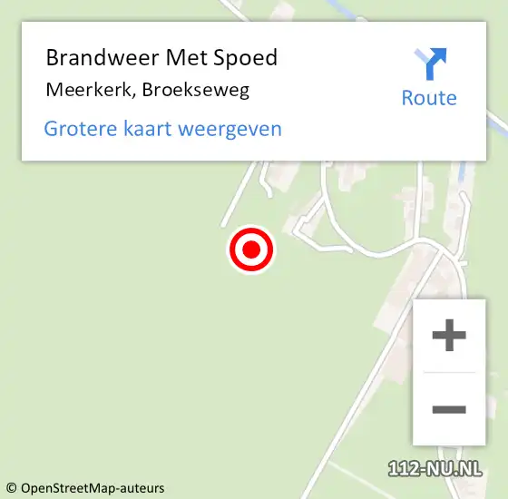 Locatie op kaart van de 112 melding: Brandweer Met Spoed Naar Meerkerk, Broekseweg op 14 augustus 2021 08:58