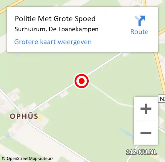 Locatie op kaart van de 112 melding: Politie Met Grote Spoed Naar Surhuizum, De Loanekampen op 14 augustus 2021 09:05