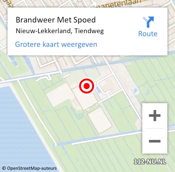 Locatie op kaart van de 112 melding: Brandweer Met Spoed Naar Nieuw-Lekkerland, Tiendweg op 14 augustus 2021 09:09