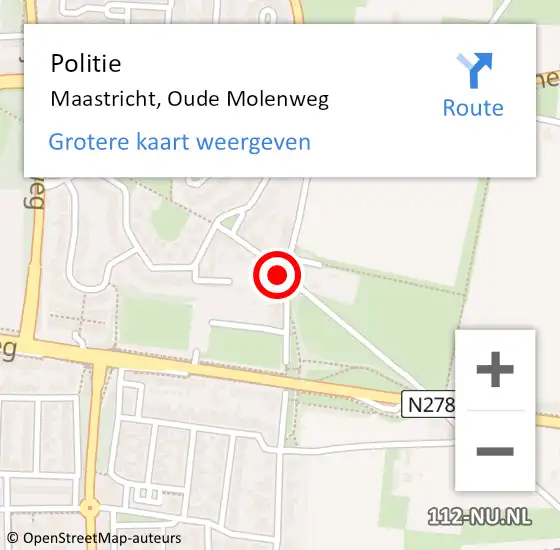 Locatie op kaart van de 112 melding: Politie Maastricht, Oude Molenweg op 14 augustus 2021 09:29