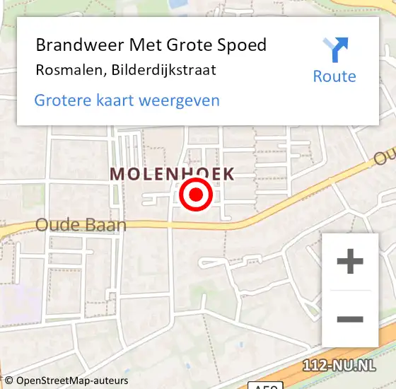 Locatie op kaart van de 112 melding: Brandweer Met Grote Spoed Naar Rosmalen, Bilderdijkstraat op 14 augustus 2021 09:30