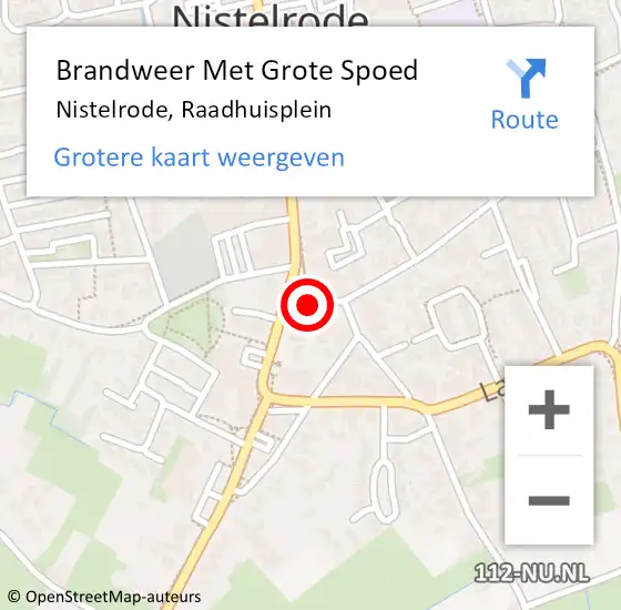 Locatie op kaart van de 112 melding: Brandweer Met Grote Spoed Naar Nistelrode, Raadhuisplein op 14 augustus 2021 09:54