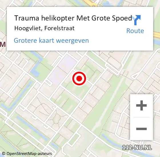 Locatie op kaart van de 112 melding: Trauma helikopter Met Grote Spoed Naar Hoogvliet, Forelstraat op 14 augustus 2021 10:01