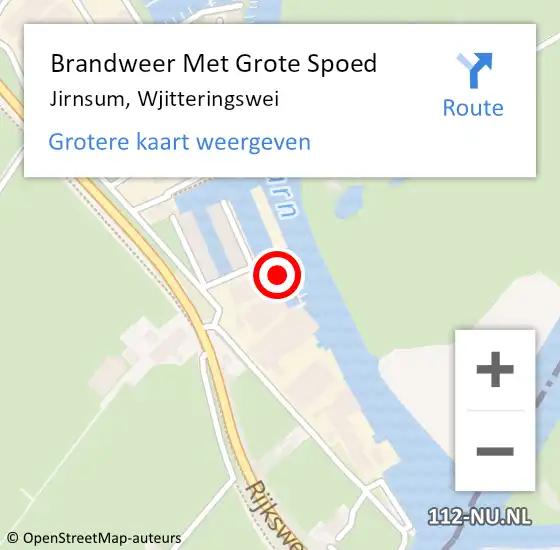 Locatie op kaart van de 112 melding: Brandweer Met Grote Spoed Naar Jirnsum, Wjitteringswei op 19 juni 2014 16:46