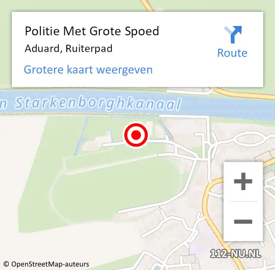 Locatie op kaart van de 112 melding: Politie Met Grote Spoed Naar Aduard, Ruiterpad op 14 augustus 2021 10:09