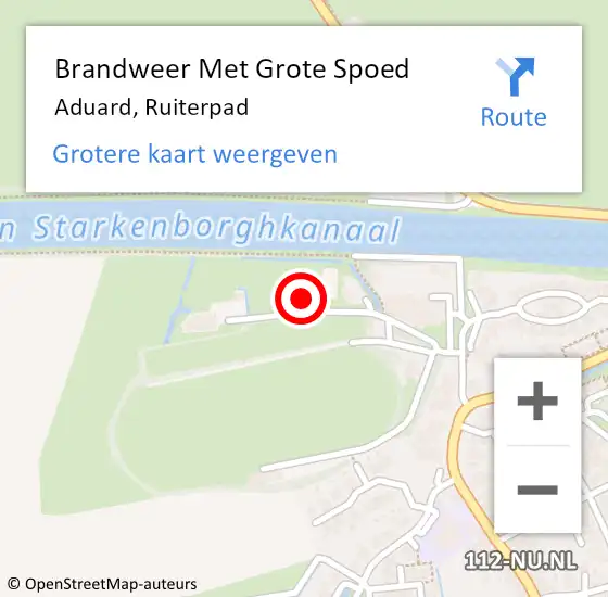 Locatie op kaart van de 112 melding: Brandweer Met Grote Spoed Naar Aduard, Ruiterpad op 14 augustus 2021 10:10