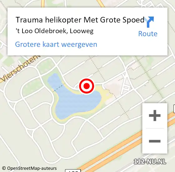 Locatie op kaart van de 112 melding: Trauma helikopter Met Grote Spoed Naar 't Loo Oldebroek, Looweg op 14 augustus 2021 10:40