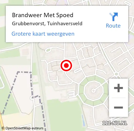 Locatie op kaart van de 112 melding: Brandweer Met Spoed Naar Grubbenvorst, Tuinhaversveld op 14 augustus 2021 10:45