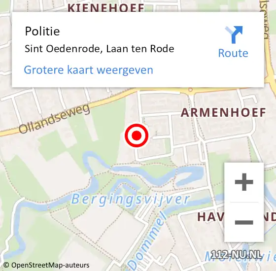 Locatie op kaart van de 112 melding: Politie Sint Oedenrode, Laan ten Rode op 14 augustus 2021 11:10