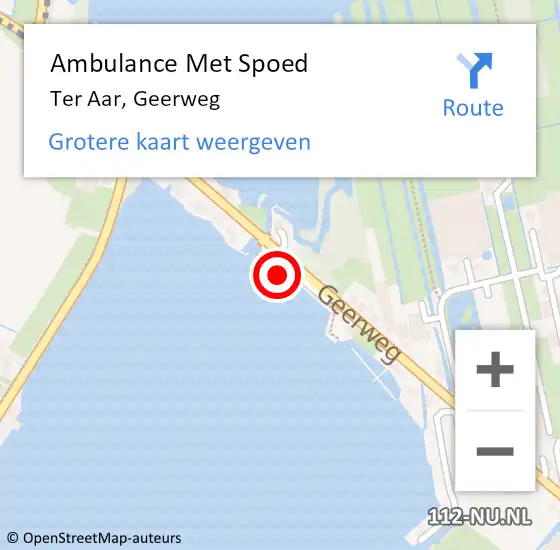 Locatie op kaart van de 112 melding: Ambulance Met Spoed Naar Ter Aar, Geerweg op 14 augustus 2021 11:45