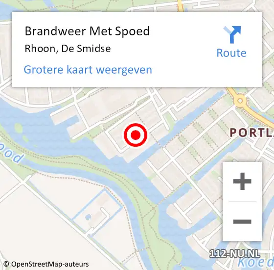 Locatie op kaart van de 112 melding: Brandweer Met Spoed Naar Rhoon, De Smidse op 14 augustus 2021 11:59