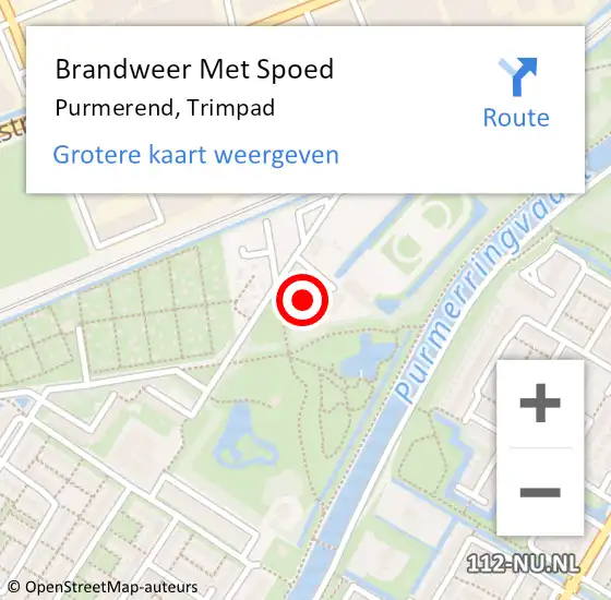 Locatie op kaart van de 112 melding: Brandweer Met Spoed Naar Purmerend, Trimpad op 14 augustus 2021 12:00