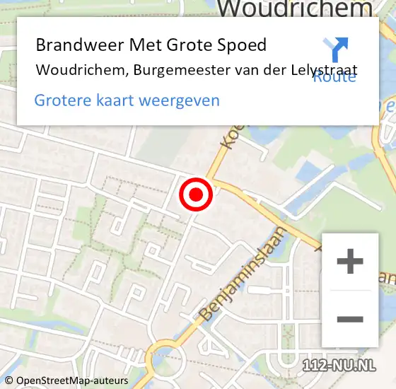 Locatie op kaart van de 112 melding: Brandweer Met Grote Spoed Naar Woudrichem, Burgemeester van der Lelystraat op 14 augustus 2021 12:13