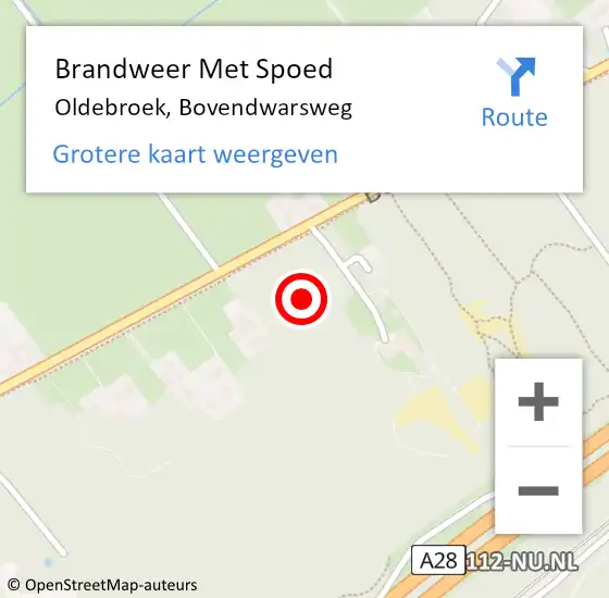 Locatie op kaart van de 112 melding: Brandweer Met Spoed Naar Oldebroek, Bovendwarsweg op 14 augustus 2021 12:20