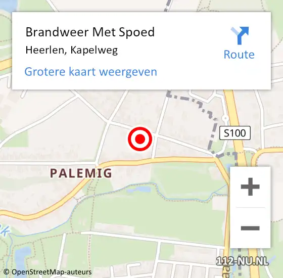 Locatie op kaart van de 112 melding: Brandweer Met Spoed Naar Heerlen, Kapelweg op 14 augustus 2021 12:25