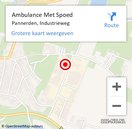 Locatie op kaart van de 112 melding: Ambulance Met Spoed Naar Pannerden, Industrieweg op 14 augustus 2021 12:28