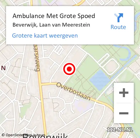 Locatie op kaart van de 112 melding: Ambulance Met Grote Spoed Naar Beverwijk, Laan van Meerestein op 14 augustus 2021 12:47