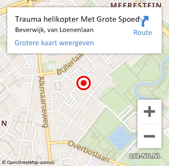 Locatie op kaart van de 112 melding: Trauma helikopter Met Grote Spoed Naar Beverwijk, van Loenenlaan op 14 augustus 2021 12:48