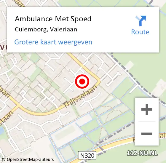 Locatie op kaart van de 112 melding: Ambulance Met Spoed Naar Culemborg, Valeriaan op 14 augustus 2021 13:09