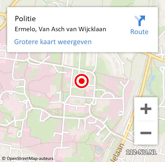 Locatie op kaart van de 112 melding: Politie Ermelo, Van Asch van Wijcklaan op 14 augustus 2021 13:25