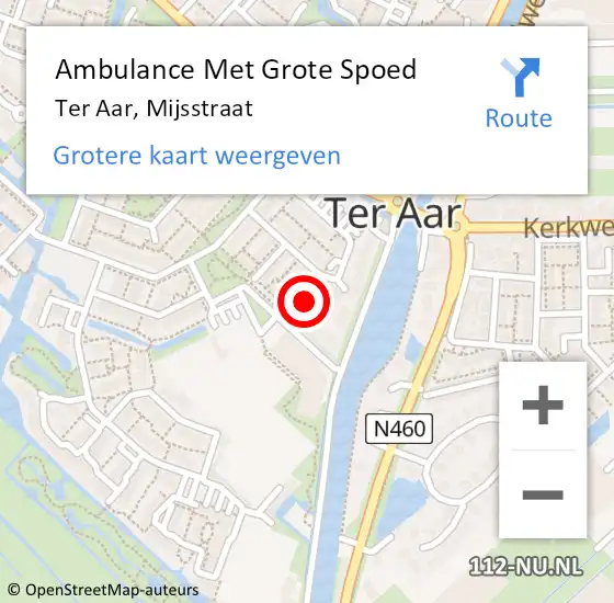 Locatie op kaart van de 112 melding: Ambulance Met Grote Spoed Naar Ter Aar, Mijsstraat op 14 augustus 2021 13:42