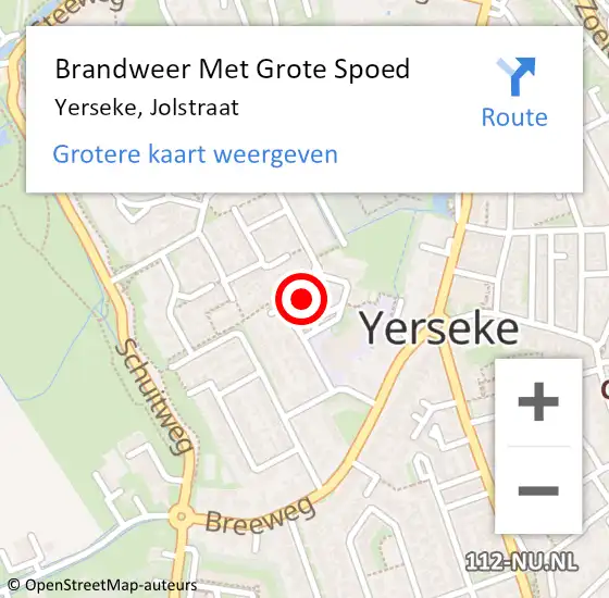 Locatie op kaart van de 112 melding: Brandweer Met Grote Spoed Naar Yerseke, Jolstraat op 14 augustus 2021 13:54