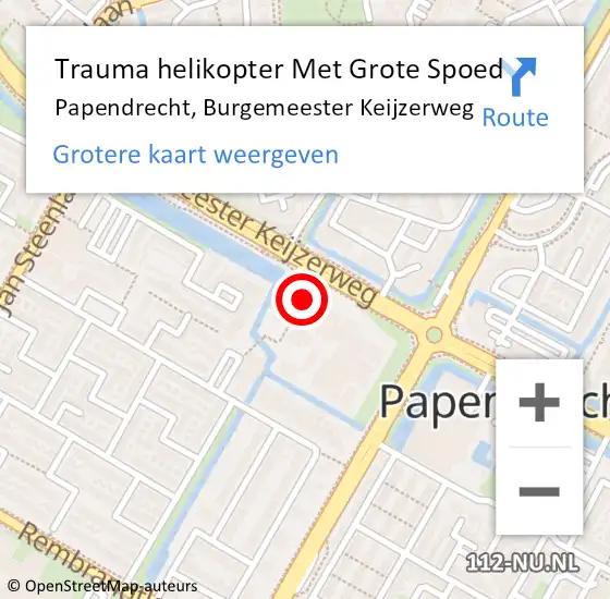 Locatie op kaart van de 112 melding: Trauma helikopter Met Grote Spoed Naar Papendrecht, Burgemeester Keijzerweg op 14 augustus 2021 14:06