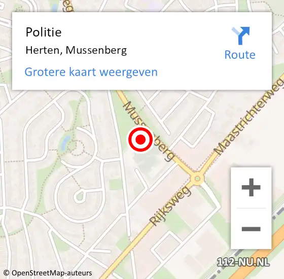 Locatie op kaart van de 112 melding: Politie Herten, Mussenberg op 14 augustus 2021 14:16