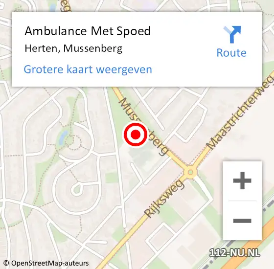 Locatie op kaart van de 112 melding: Ambulance Met Spoed Naar Herten, Mussenberg op 14 augustus 2021 14:17