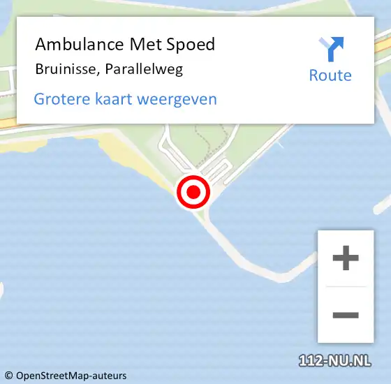 Locatie op kaart van de 112 melding: Ambulance Met Spoed Naar Bruinisse, Parallelweg op 14 augustus 2021 14:29