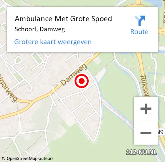 Locatie op kaart van de 112 melding: Ambulance Met Grote Spoed Naar Schoorl, Damweg op 14 augustus 2021 14:30