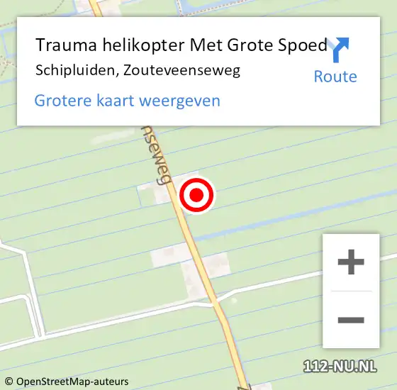 Locatie op kaart van de 112 melding: Trauma helikopter Met Grote Spoed Naar Schipluiden, Zouteveenseweg op 14 augustus 2021 14:32