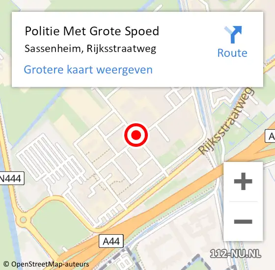 Locatie op kaart van de 112 melding: Politie Met Grote Spoed Naar Sassenheim, Rijksstraatweg op 14 augustus 2021 14:38