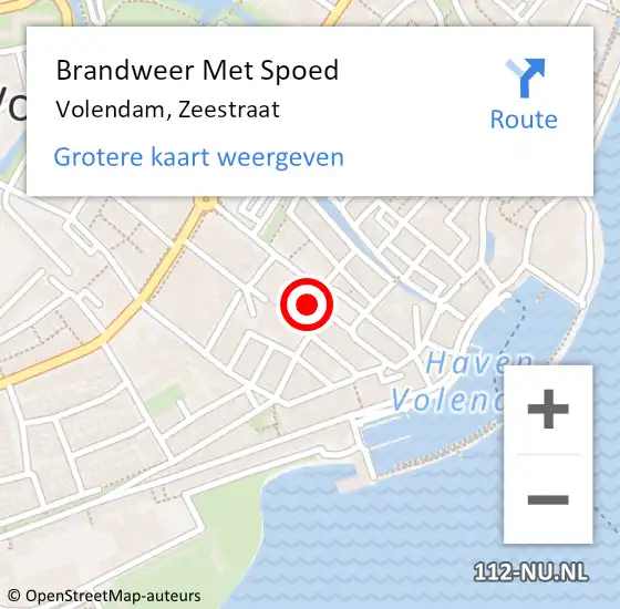 Locatie op kaart van de 112 melding: Brandweer Met Spoed Naar Volendam, Zeestraat op 14 augustus 2021 14:43